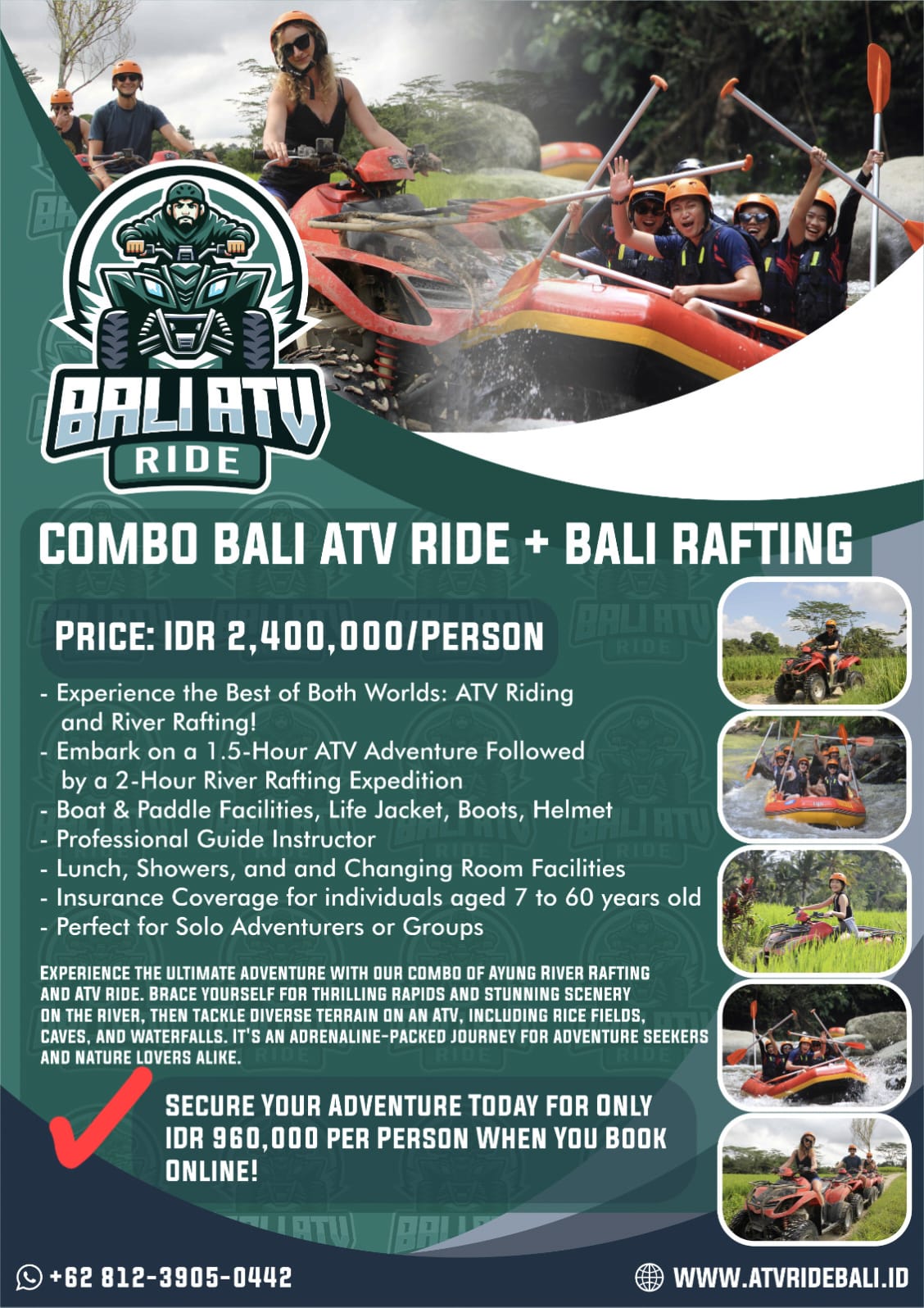 combo Ubud ATV and Rafting price